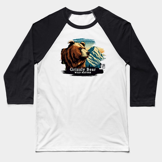 Grizzly Bear - WILD NATURE - GRIZZLY -8 Baseball T-Shirt by ArtProjectShop